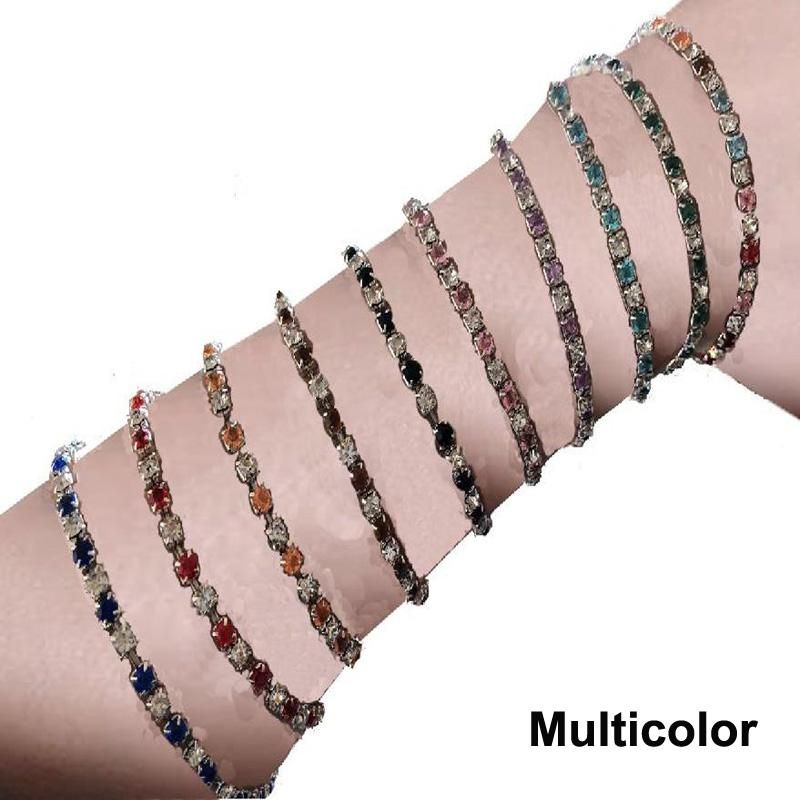 Women 10PCS/Lot 18K Platinum Plated Crystal Chain Strand Wrap Elastic Bracelets