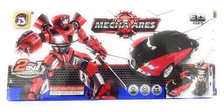 Mecha ARES - 2 in 1 distortion dual model, Robot & Race Car Toy (Battery Operated) - with Bright Lights and Music