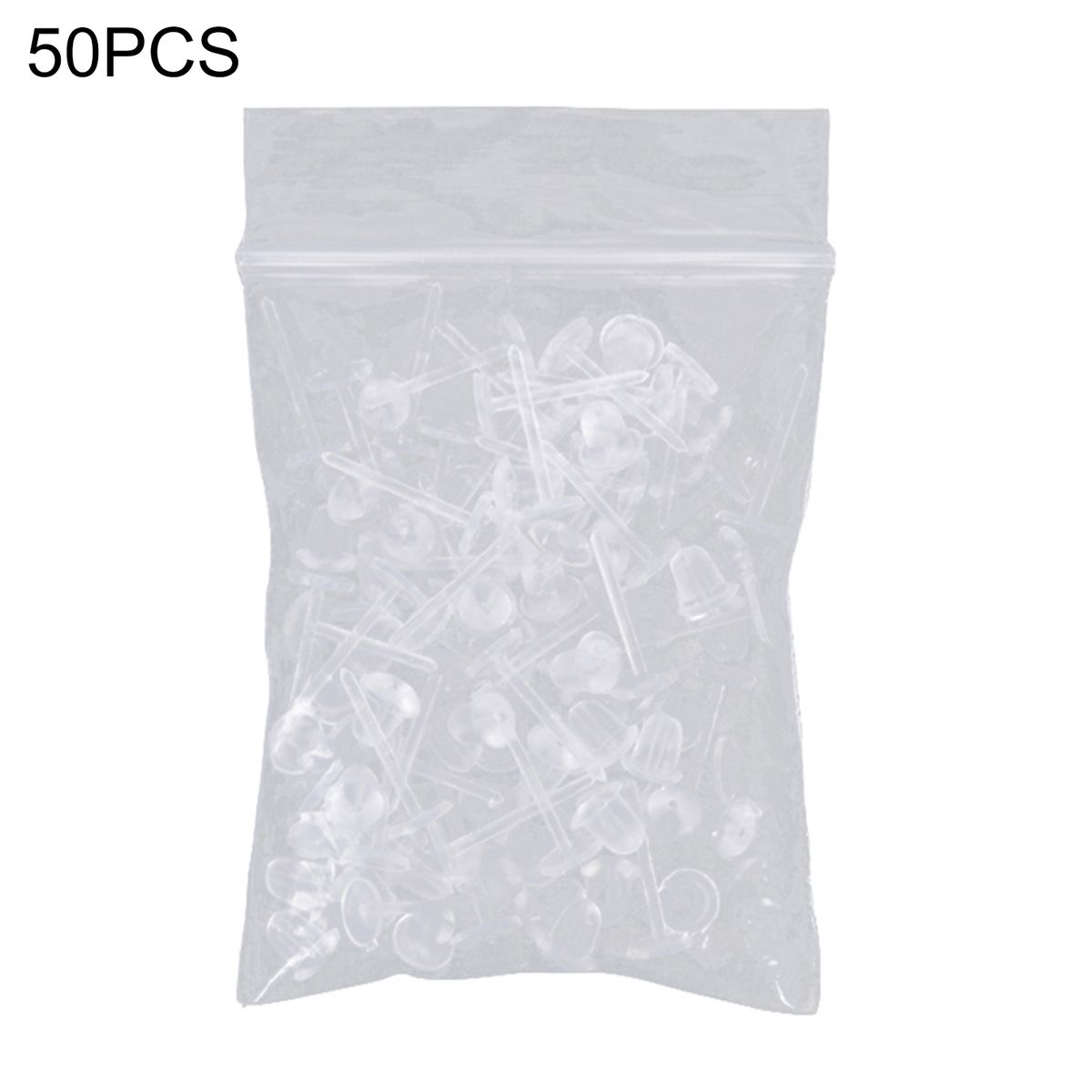 50Pcs/Set Unisex Clear Plastic Earring Post Ear Pins Backs-