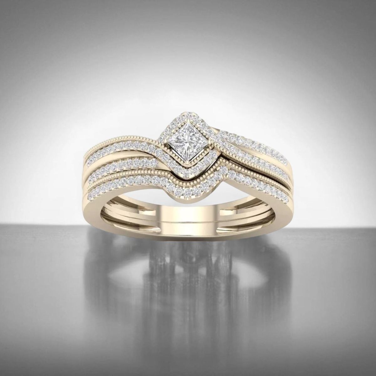 Engagement Ring Lingering Cubic Zirconia Ring Exquisite Jewelry Gift Golden