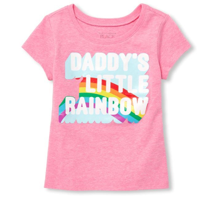 Dad's Little Girl Rainbow Graphic Top- Pink