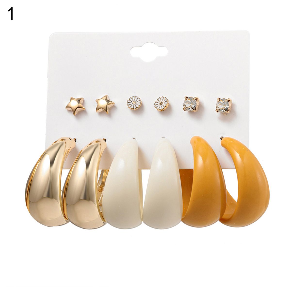 1 Set Hoop Earrings C Shape Simple Acrylic Geometry-