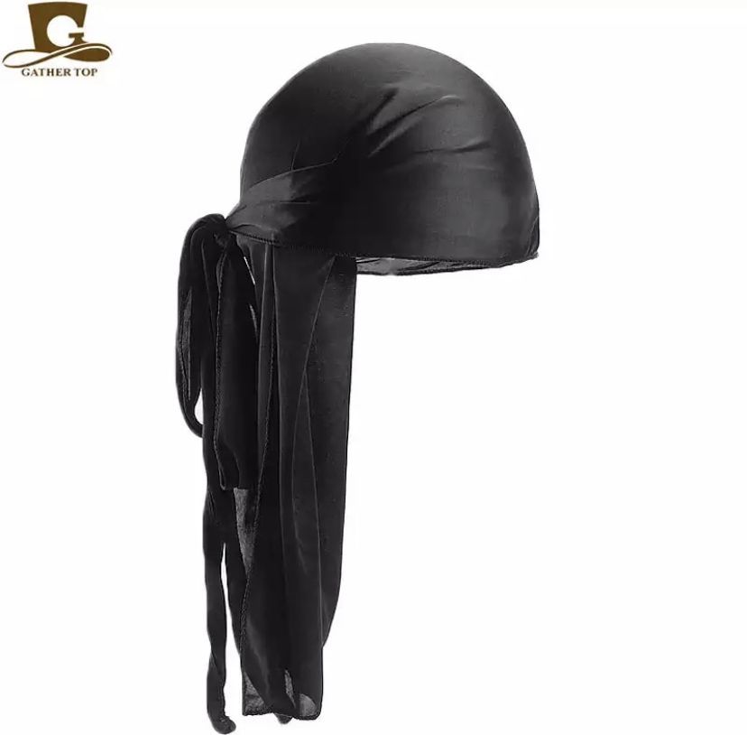 Extra Long Titan Luxury Silky Plain Black  DURAG - DOO RAG