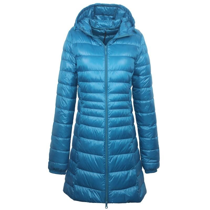 Down jacket women's winter light and thin hooded women's mid length slim fitting and slimming