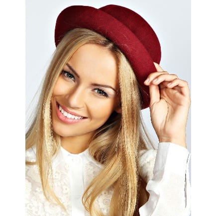 Roll-up Brim Derby Fedora Hats -Wine