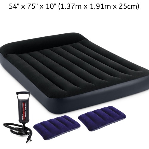 2-3 Inflatable  Person Classic Downy Airbed With Pump + Two Pillows - Blue
