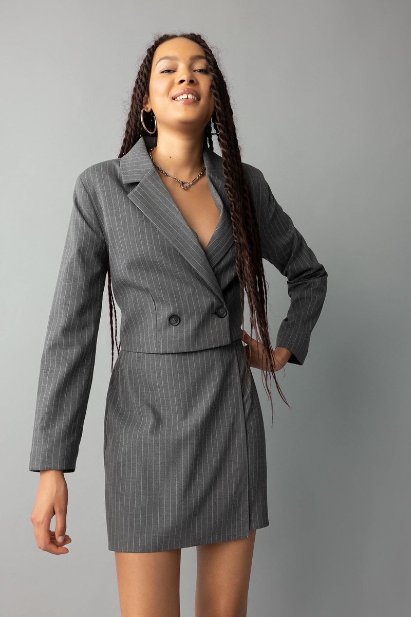 Woman Young Cropped Fit Blazer - Anthracite