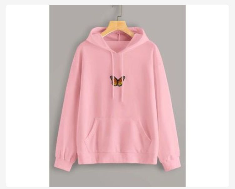Butterfly Printed Hoodie Pink