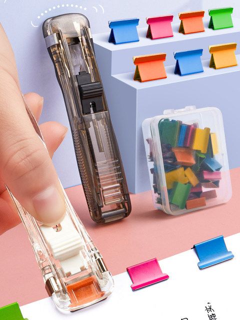 Reusable Mini Push Stapler With Reusable Clippers  (2pcs)