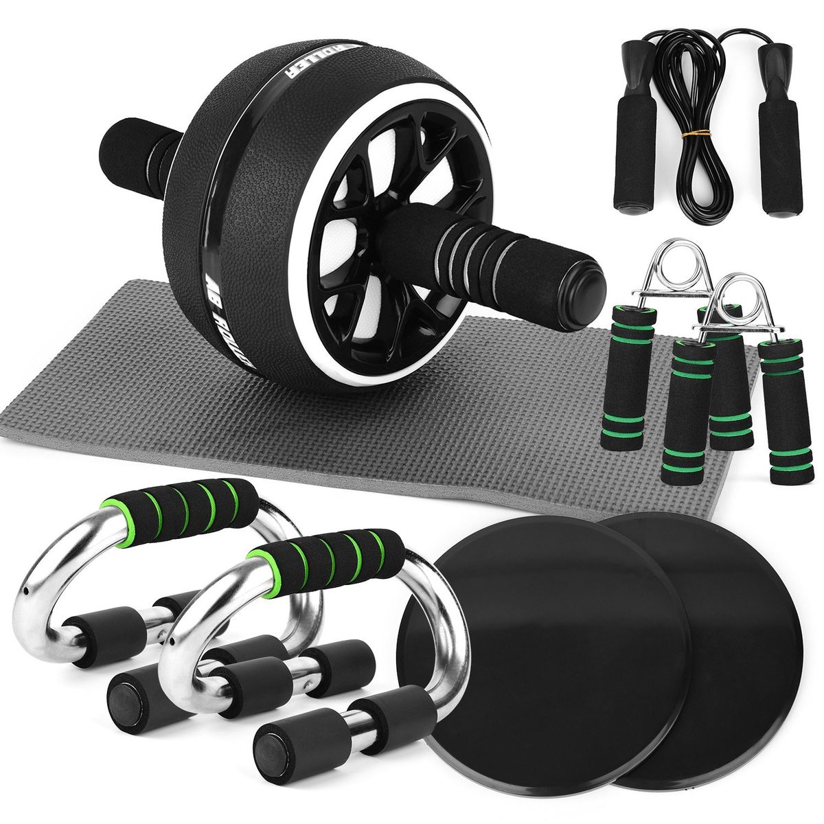 Abdominal Roller Wheel Knee Pad Push Up Bars Disc Core