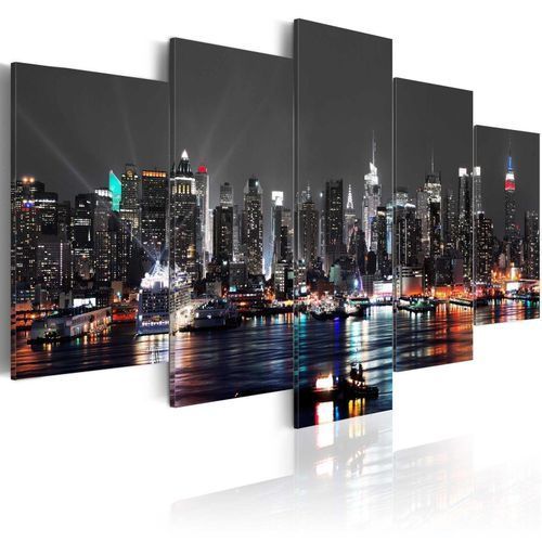 5 Panels USA New York City Night Canvas Print Pictures Wall Art Canvas Painting#unframe