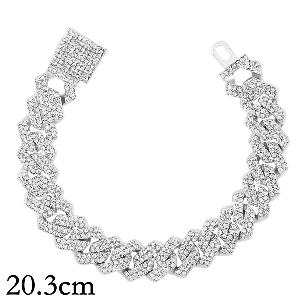 14/20MM Hip Hop Metal Cuban Let Iced Out Chain Bling Full Rhinestone Pave