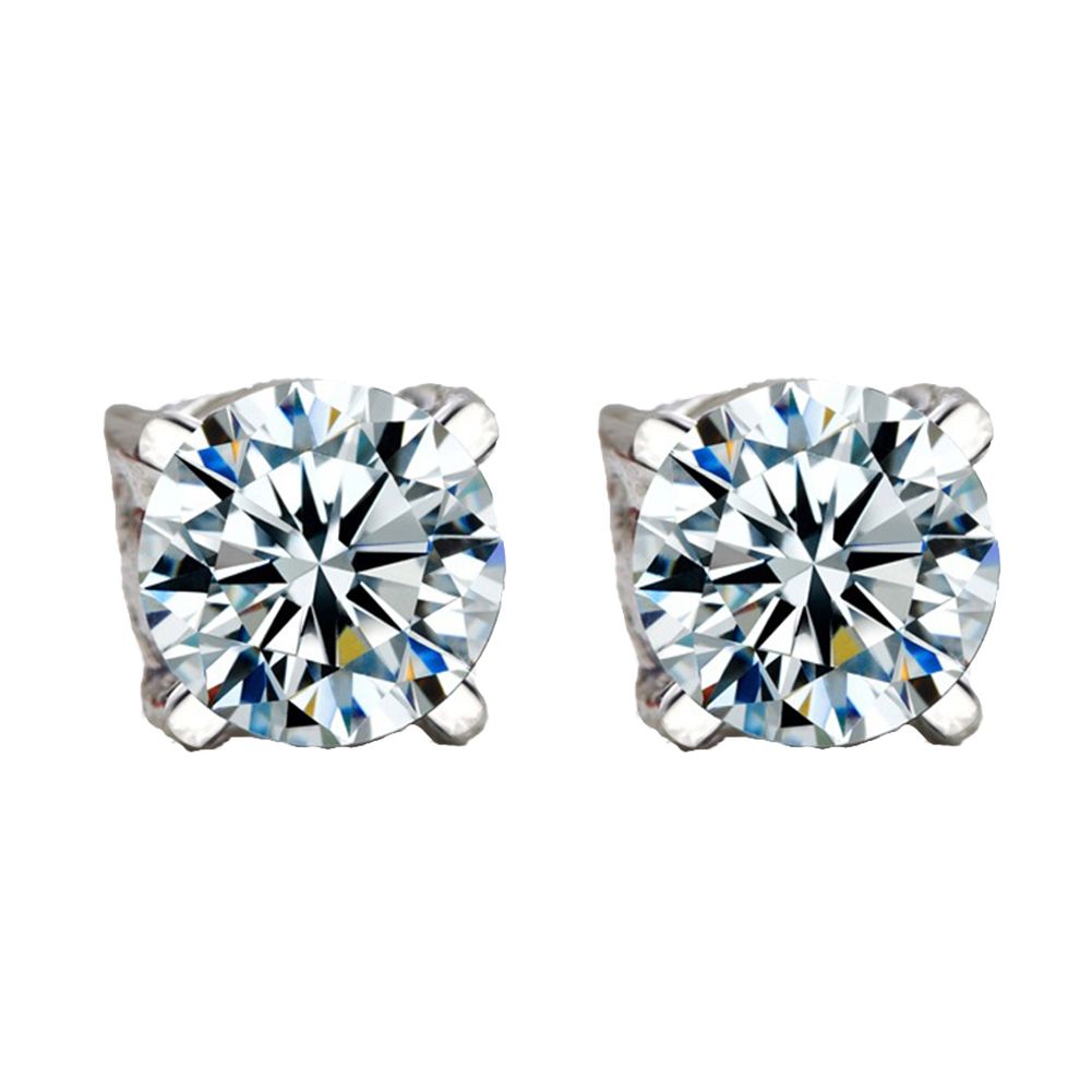 Men Women Rhinestone Inlaid Magnetic Ear Stud Earrings Non Piercing Jewelry Gift-White