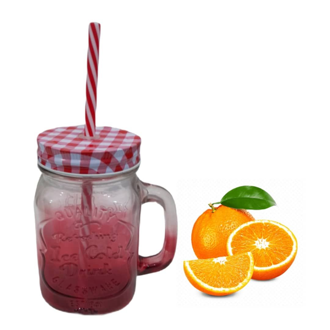 Smoothie Glass Bottle/Cup With Straw, Red