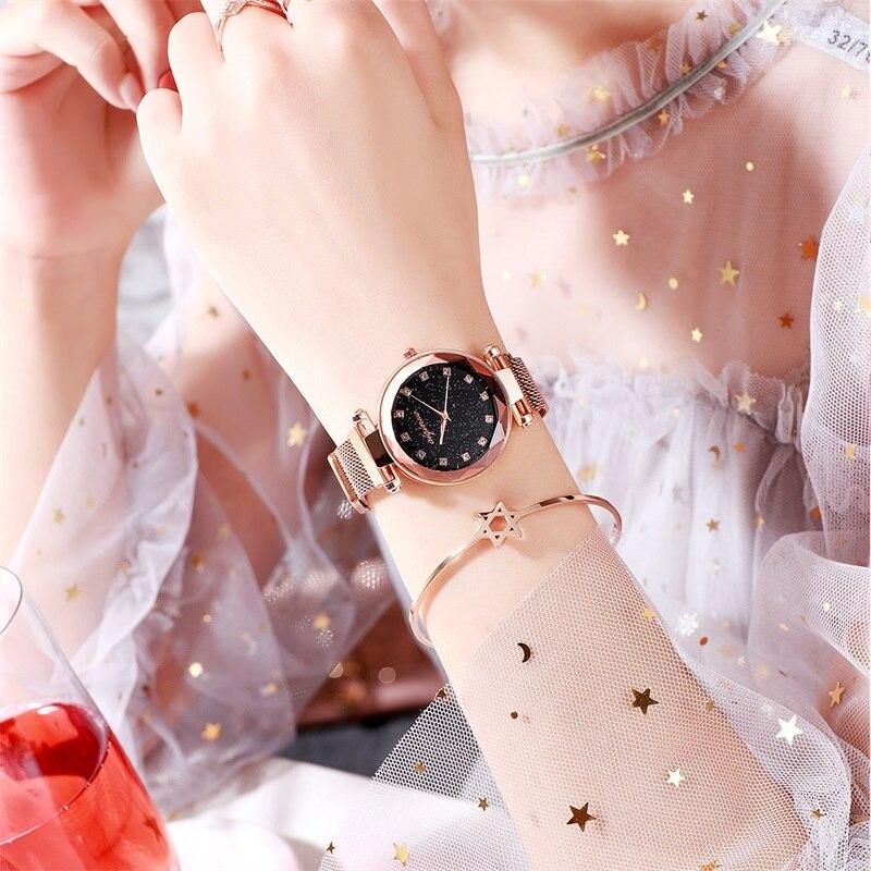 Luxury Women Watches Diamond Ladies Magnetic Starry Sky Clock Fashion Female Quartz Wristwatches Relogio Feminino Zegarek Damski