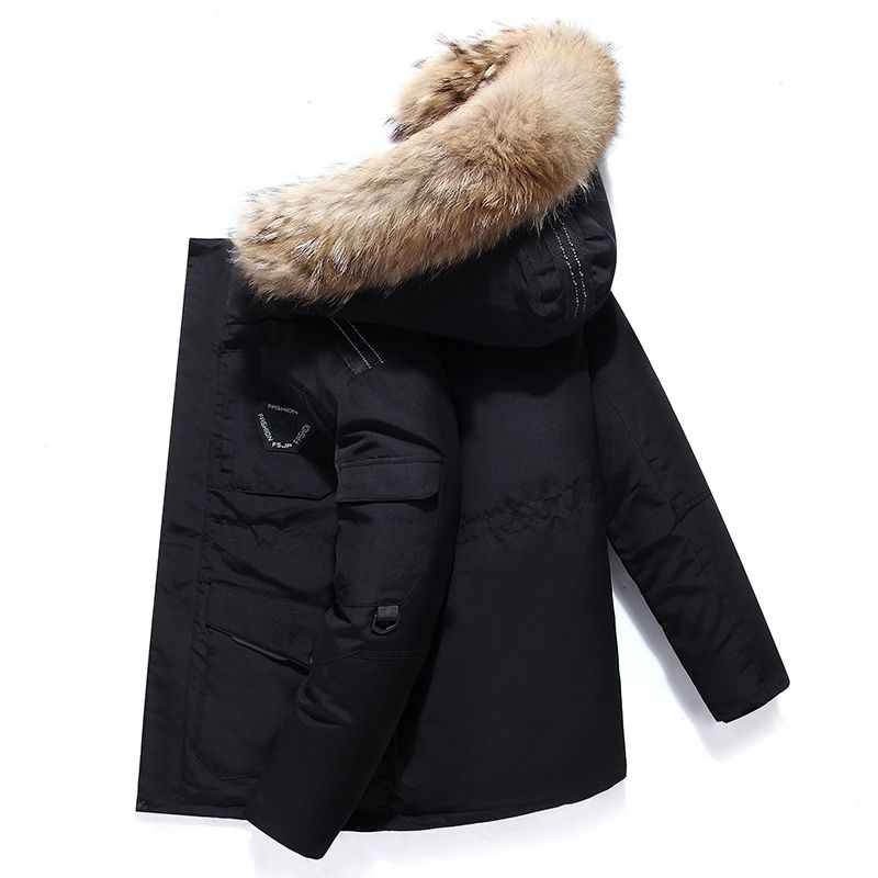 -30 Degree Down Parkas Snow Jacket Men Woman Winter White Duck Down - Black