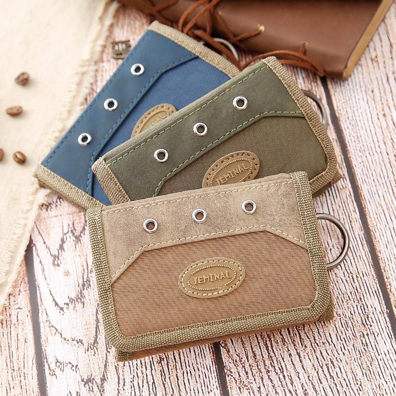 Three fold short canvas folding small wallet DJ-223