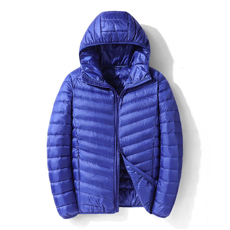 Hooded Down Jacket Ultralight Camping Trekking Hiking Waterproof - Blue