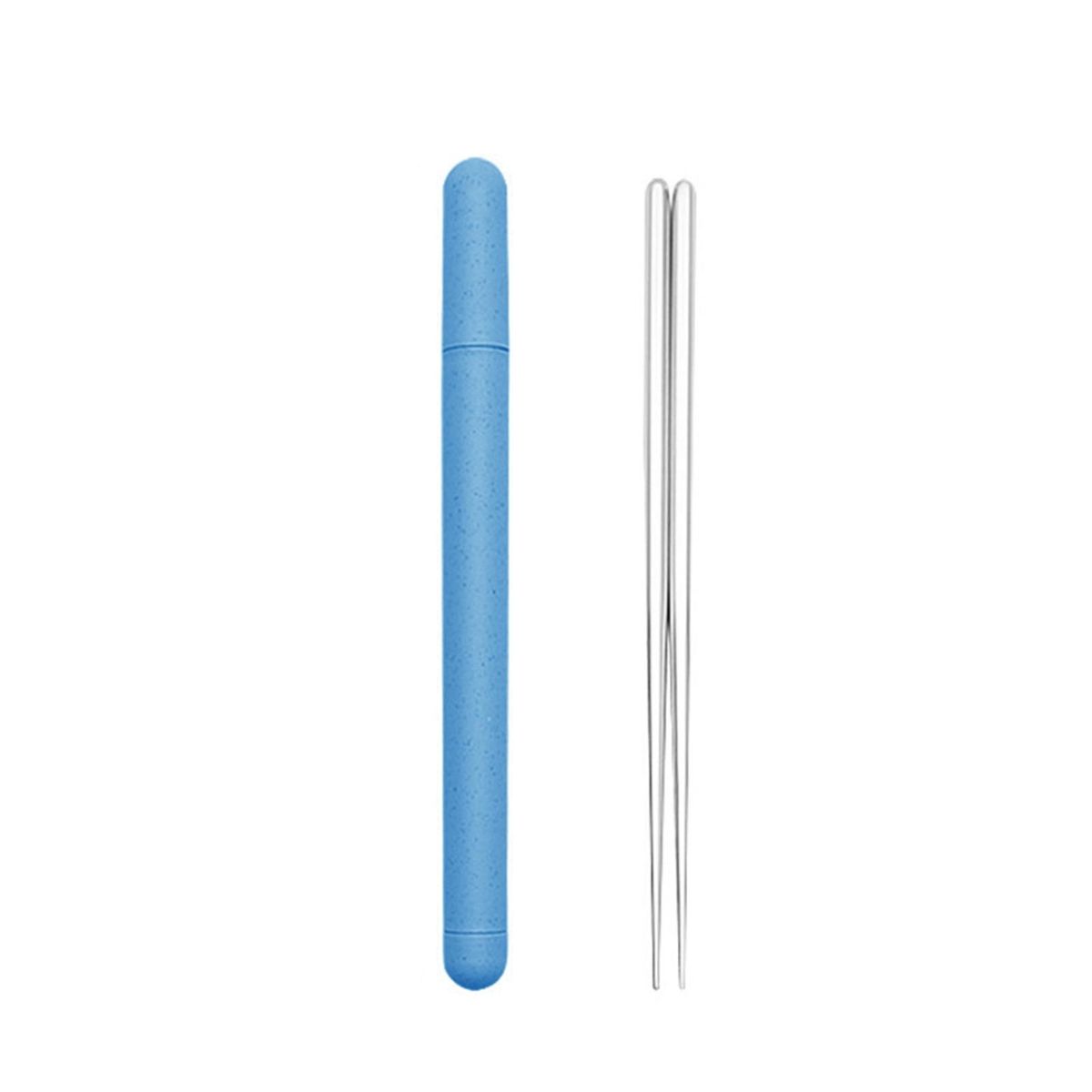 1 Set Food Travel Chopstick with Storage Holder Light Blue