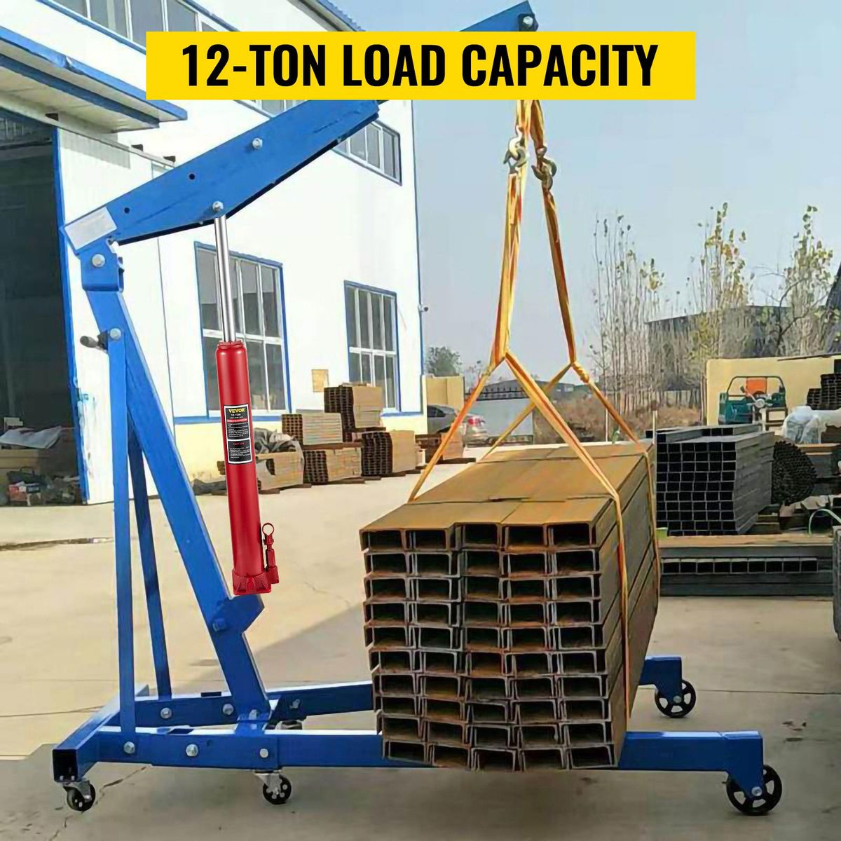 VEVOR Hydraulic Jack 3 /4/8/12 Ton Car Hydraulic Long Ram Jack Manual Engine Lift Hoist Cherry Picker Mechanical Workshop Tool