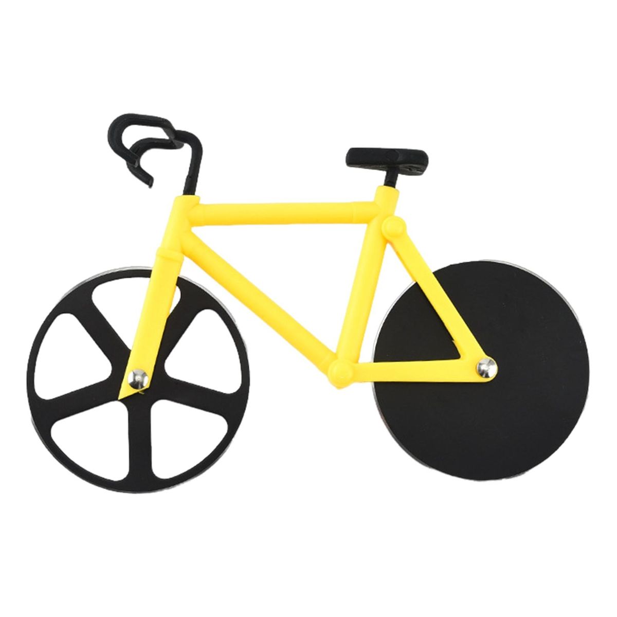 Stainless Steel Pizza Cutter Ride Into Flavor Stainless for Dough Yellow