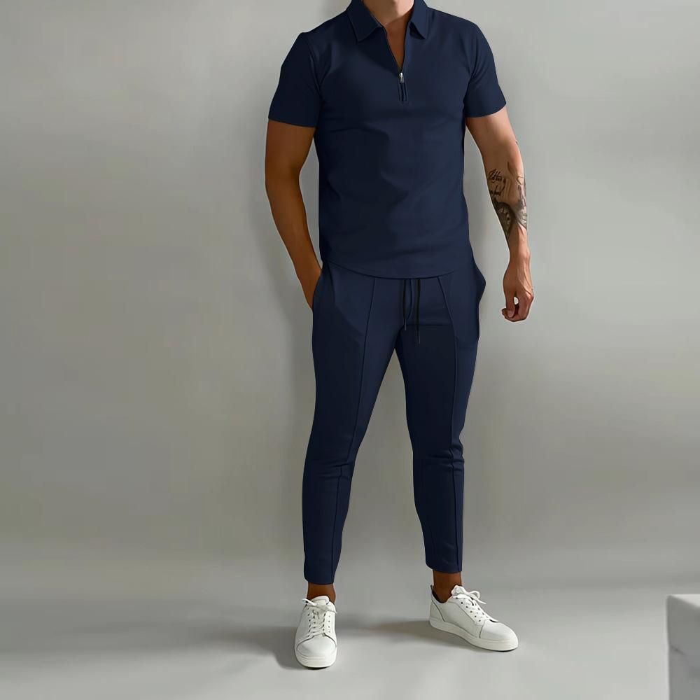 Men'S Sports Suits Fitness Sports Suits Navy blue