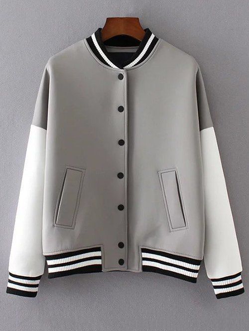 Envogue Well Tailored Varsity Jacket -  Grey & White