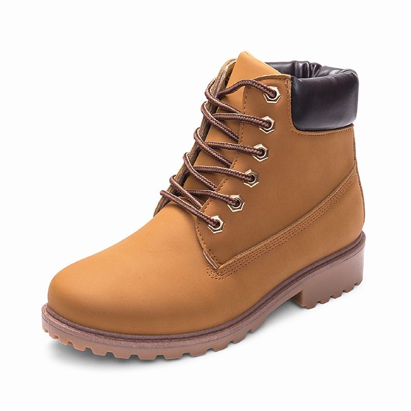 Women Shoes Martin Boots Shoes Ladies Shoes PU Leather Boots Yellow