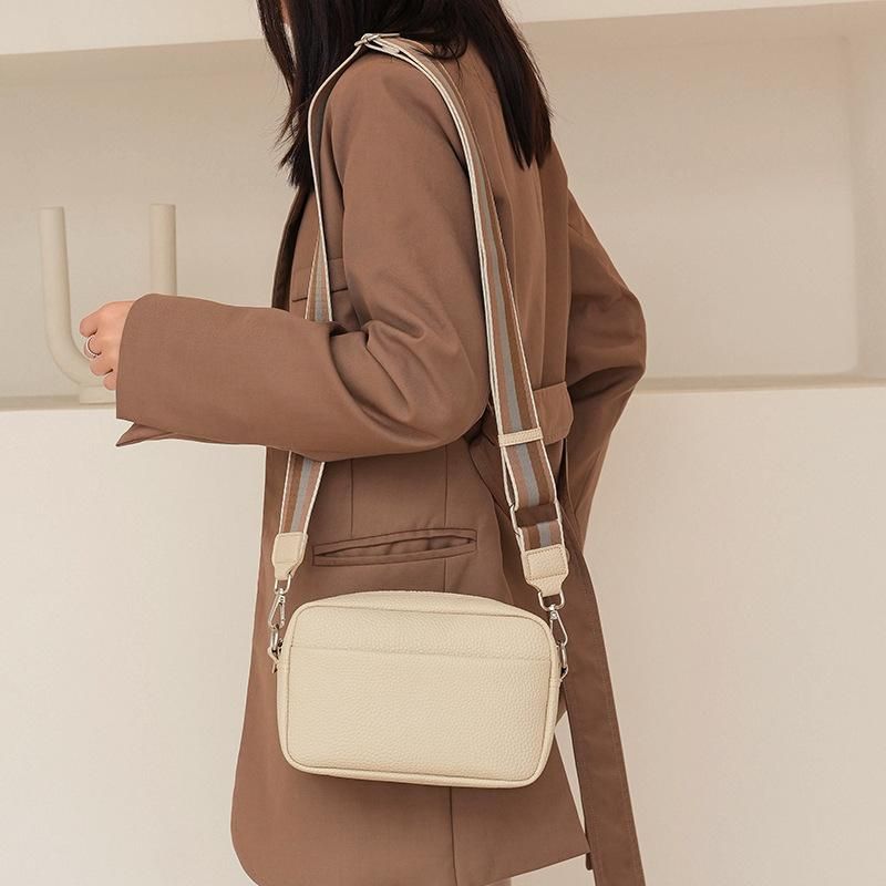 New style handbag women's top layer cowhide shoulder bag simple all-match handbag creamy-white