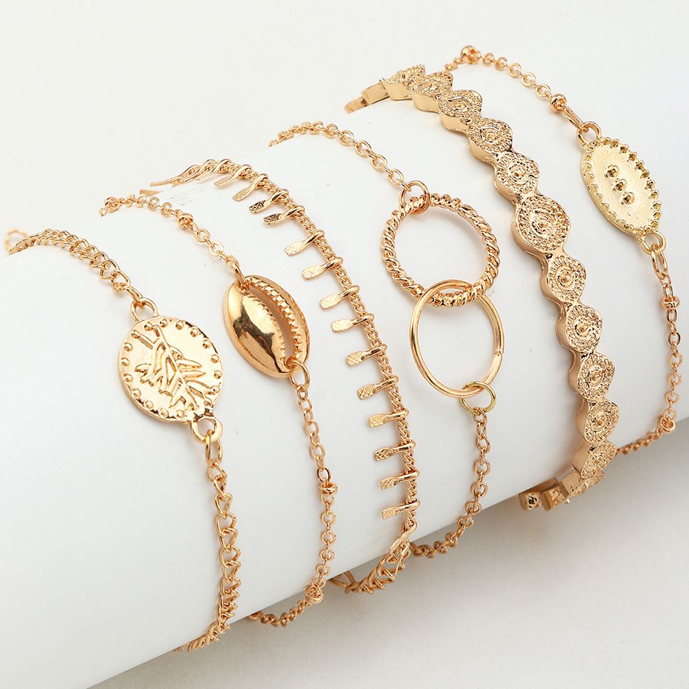6pcs/set Women's Bracelet Seashell Geometric Charm Bracelet Delicate Bracelet