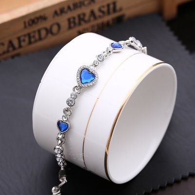 Bracelet Women Girl Crystal Heart Shaped