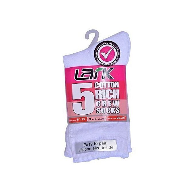 White Socks Back To School Cotton-5IN1(PK COLOUR MAY VARY )