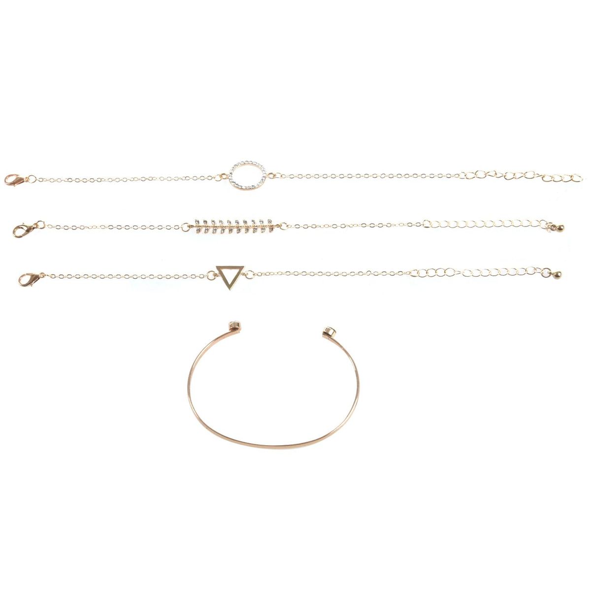 Charm 4 Pcs/Set Women's Crystal Leaf Chain Gold Bracelet Set