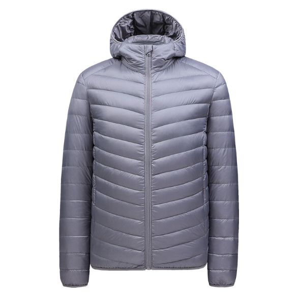 Hooded Down Jacket Ultralight Camping Trekking Hiking Waterproof - Grey