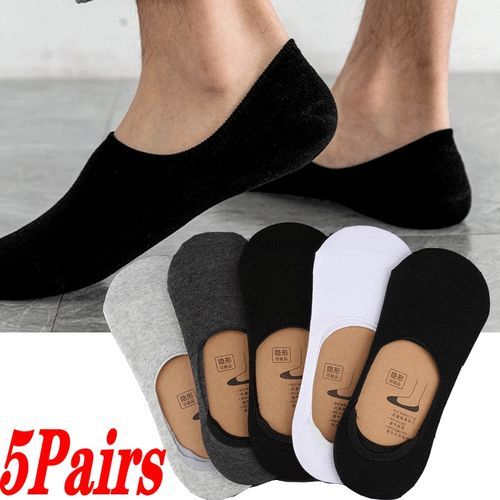 5 Pairs Men's Men's Invisible Socks Summer Solid Color Thin