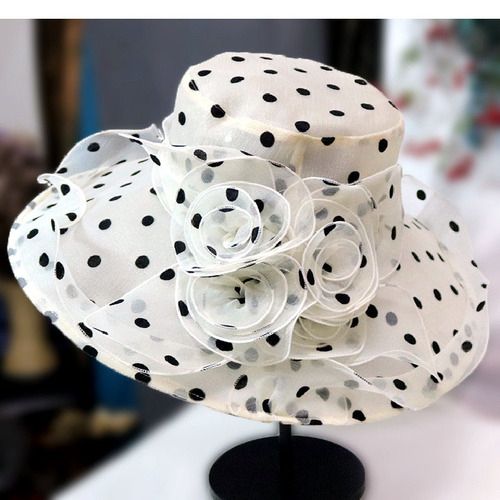 （58cm）（58cm）（Rice White）2021 New Ladies Elegant Flower Church Hats Summer Large Wide Brim Fedor RA