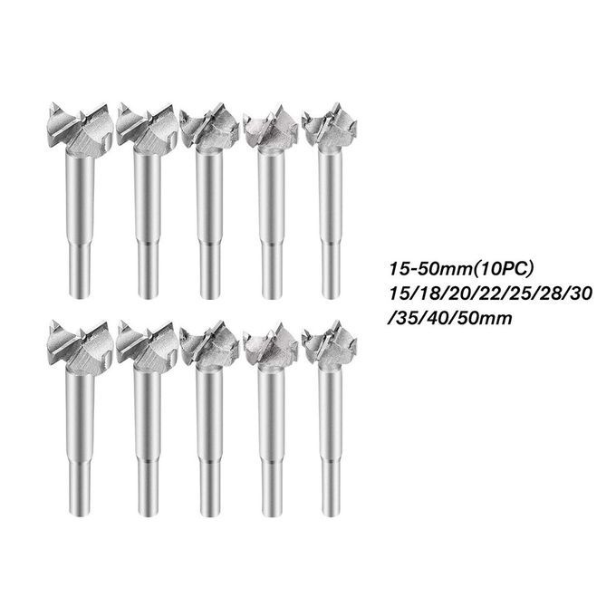Woodworking Hole Opener Hole    Utter Drill Bit Wood  Utter Tools Set-Silver-15-50mm（10PC）