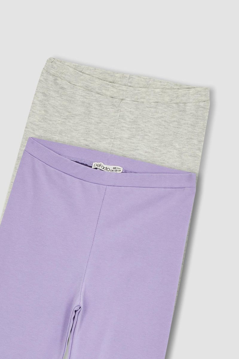 2 Piece Girl Casual Legging Fit Knitted Leggings - Purple