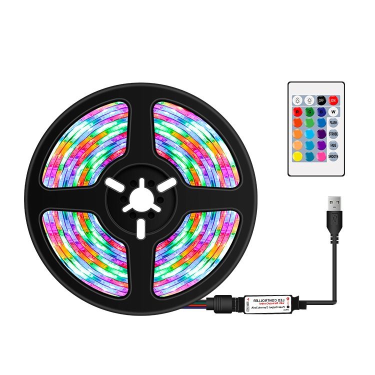 5m LED Light Strip USB 16 Color Remote Control Light Bar-Black