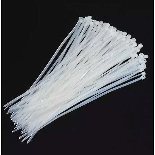 7.6x350mm Self-locking Nylon Cable Tie - 100pcs - White