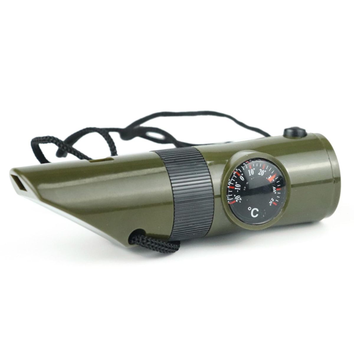 7-in-1 Emergency Whistle Multi-functional Outdoor Safety Whistle with Compass Signal Mirror LED Light for Camping Hiking Survival Boating Fishing