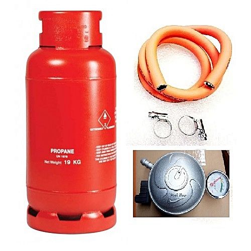 19kg Cylinder, 6yards Hose,Regulator,+ Meter &Clips