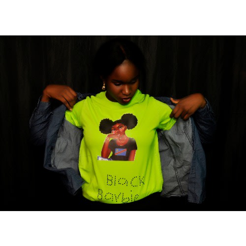Printed T-shirt And Rhine Stone Design - Lemon Green