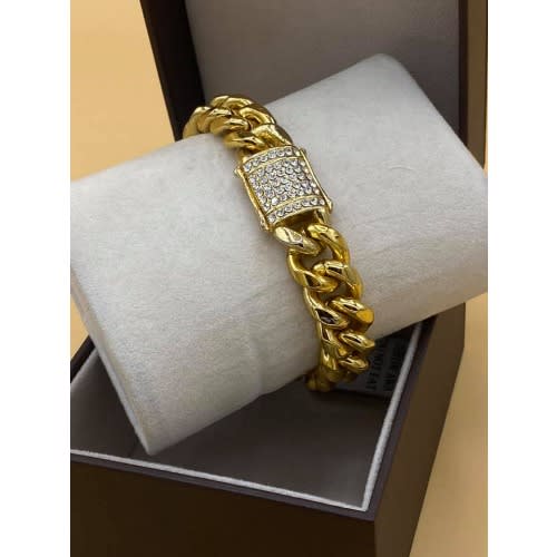 Thick Iced Men's  Stainless Steel Link Bracelet