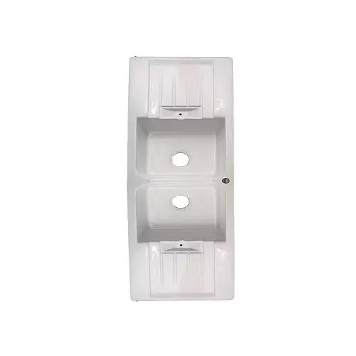 Double Bowle With Two Side Trays Kitchen Sink -white