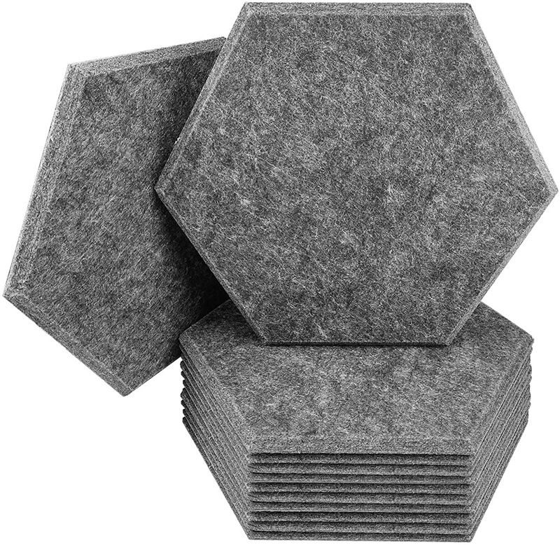 12Pcs High Density Hexagon Studio Acoustic Panels Self-adhesive Sound Absorbing