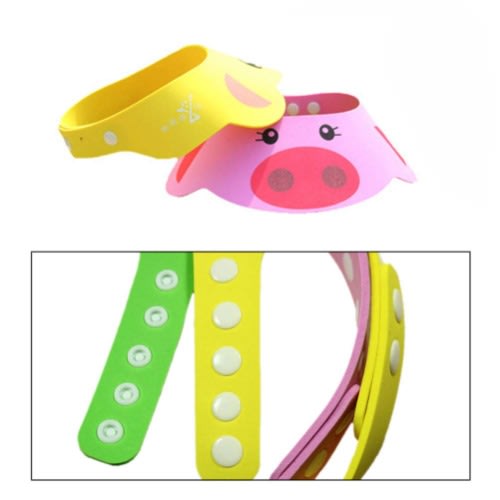 2pc Adjustable Funny Cartoon Baby Shower Cap - Yellow & Pink