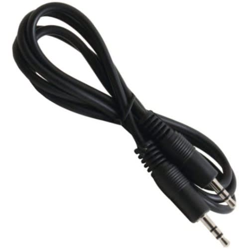 3.5mm Woven Fabric Braided Male To Male Stereo Auxiliary Cable - black
