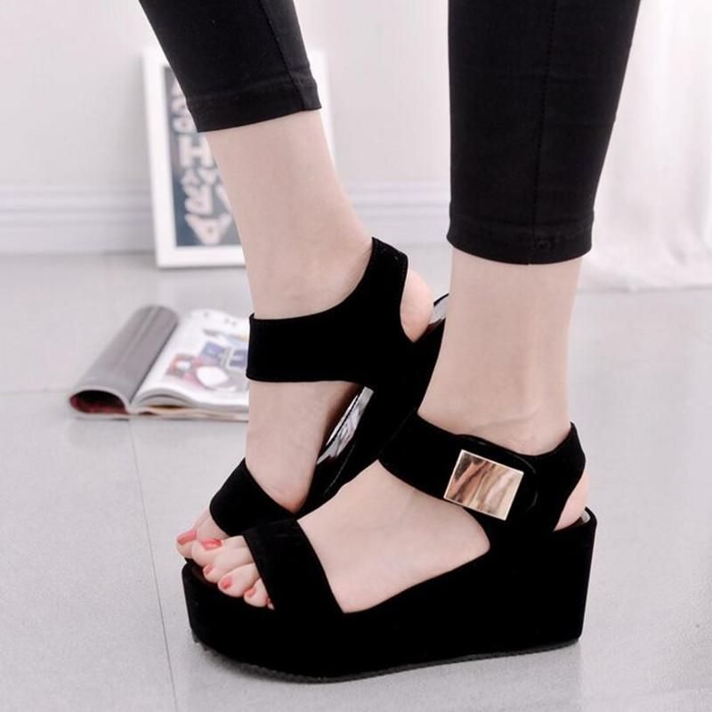 Summer Women Sandals 2022 New Woman Wedges Platform Sandals Fashion Fish Mouth Rome Sandals White Black Women Shoes