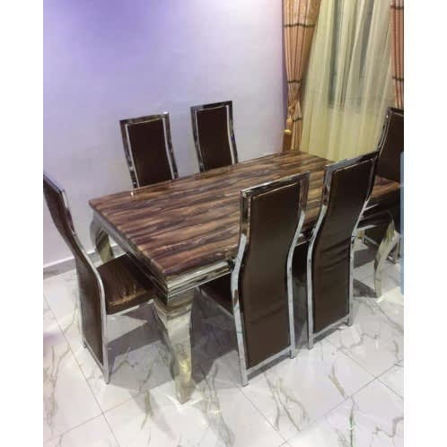 Marble Dining Table With 6 Sitting Chairs